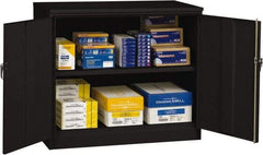 Tennsco - 2 Shelf Locking Storage Cabinet - Steel, 48" Wide x 24" Deep x 42" High, Black - Eagle Tool & Supply