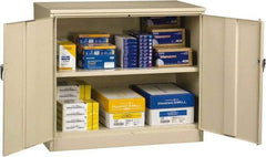 Tennsco - 2 Shelf Locking Storage Cabinet - Steel, 48" Wide x 24" Deep x 42" High, Champagne/Putty - Eagle Tool & Supply