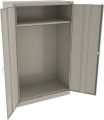 Tennsco - 2 Shelf Wardrobe Storage Cabinet - Steel, 48" Wide x 24" Deep x 78" High, Light Gray - Eagle Tool & Supply