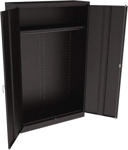 Tennsco - 2 Shelf Wardrobe Storage Cabinet - Steel, 48" Wide x 18" Deep x 78" High, Black - Eagle Tool & Supply