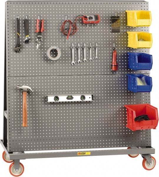 Little Giant - 60" Wide x 56" High x 24" Deep, Pegboard Tool Cart, Double-Sided - 1,200 Lb Capacity, 40 Sq/Ft Surface Area - Eagle Tool & Supply