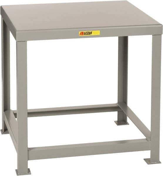 Little Giant - 36 Wide x 30" Deep x 30" High, Steel Heavy-Duty Machine Table - Straight Edge, Fixed Legs, Gray - Eagle Tool & Supply