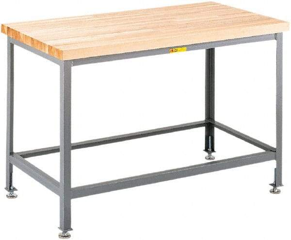Little Giant - 72 Wide x 36" Deep x 32" High, Butcher Block Butcher Block Top Table - Fixed Legs With Adjustable Height Glides, Gray - Eagle Tool & Supply
