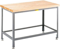 Little Giant - 48 Wide x 24" Deep x 32" High, Maple Butcher Block Top - Straight Edge, Fixed Legs With Adjustable Height Glides, Gray - Eagle Tool & Supply