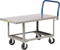 Little Giant - 2,000 Lb Capacity Steel 6-Wheeled Platform Truck - Steel Deck, 30" OAW, 48" Platform Length, Mold On Rubber Casters - Eagle Tool & Supply