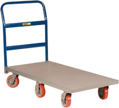 Little Giant - 3,600 Lb Capacity Steel 6-Wheeled Platform Truck - Steel Deck, 30" OAW, 60" Platform Length, Polyurethane Casters - Eagle Tool & Supply