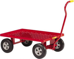 Little Giant - 1,200 Lb Capacity Steel Perforated Steel Deck Wagon Truck - Steel Deck, 24" OAW, Solid Rubber Casters - Eagle Tool & Supply