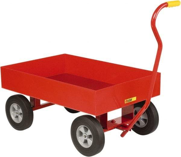 Little Giant - 1,200 Lb Capacity Steel 6 Inch Deep Steel Wagon Truck - Steel Deck, 24" OAW, Solid Rubber Casters - Eagle Tool & Supply