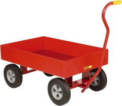 Little Giant - 1,200 Lb Capacity Steel 6 Inch Deep Steel Wagon Truck - Steel Deck, 24" OAW, Solid Rubber Casters - Eagle Tool & Supply