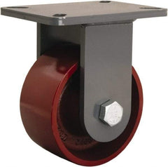 Hamilton - 6" Diam x 3" Wide x 8" OAH Top Plate Mount Rigid Caster - Cast Iron, 2,500 Lb Capacity, Tapered Roller Bearing, 5-1/4 x 7-1/4" Plate - Eagle Tool & Supply