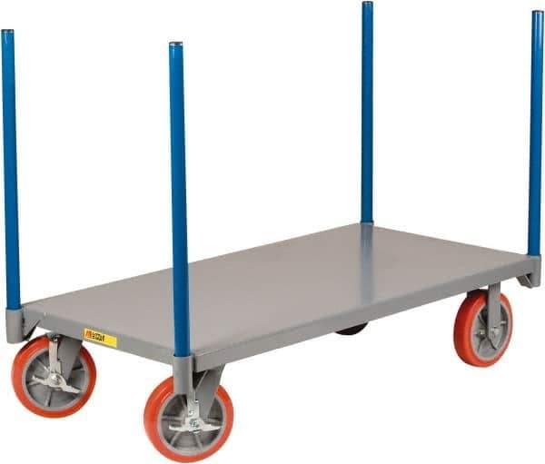 Little Giant - 3,600 Lb Capacity Steel Pipe Stake Truck - Steel Deck, 36" OAW, 72" Platform Length, Polyurethane Casters - Eagle Tool & Supply