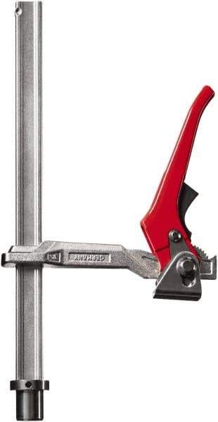 Bessey - 1100 Lb Holding Capacity, 12" Max Opening Capacity, 1100 Lb Clamping Pressure, Manual Hold Down Clamp - 6-7/8" Arm Length, 7-7/8" Clamp Length, 1-5/8" Clamp Width, 15-3/4" Clamp Height, 28mm Stud Mount, Steel - Eagle Tool & Supply