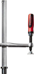 Bessey - 1,000 Lb Holding Capacity, 12" Max Opening Capacity, 1,000 Lb Clamping Pressure, Manual Hold Down Clamp - 7-11/16" Arm Length, 7-7/8" Clamp Length, 1-37/64" Clamp Width, 15-3/4" Clamp Height, 28mm Stud Mount, Steel - Eagle Tool & Supply