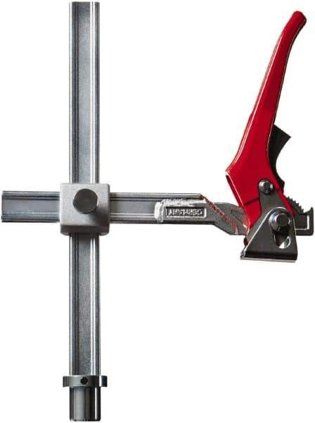 Bessey - 1,200 Lb Holding Capacity, 12" Max Opening Capacity, 1,200 Lb Clamping Pressure, Manual Hold Down Clamp - 11-1/8" Arm Length, 11" Clamp Length, 2-19/32" Clamp Width, 15-3/4" Clamp Height, 28mm Stud Mount, Steel - Eagle Tool & Supply