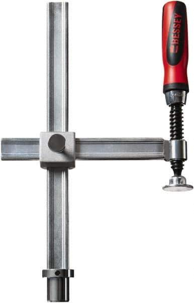 Bessey - 1,200 Lb Holding Capacity, 12" Max Opening Capacity, 1,200 Lb Clamping Pressure, Manual Hold Down Clamp - 10" Arm Length, 10-7/16" Clamp Length, 2-19/32" Clamp Width, 15-3/4" Clamp Height, 28mm Stud Mount, Steel - Eagle Tool & Supply