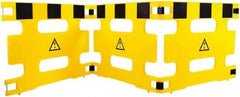 Made in USA - 36" High Folding Barricade - Plastic, Black & Yellow - Eagle Tool & Supply