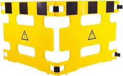 Made in USA - 36" High Folding Barricade - Plastic, Black & Yellow - Eagle Tool & Supply