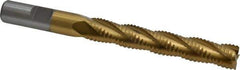 Interstate - 1/2" Diam, Coarse Pitch, 3" LOC, 4 Flute Cobalt Roughing Square End Mill - TiN Finish, 5" OAL, 1/2" Shank Diam, Single End - Eagle Tool & Supply