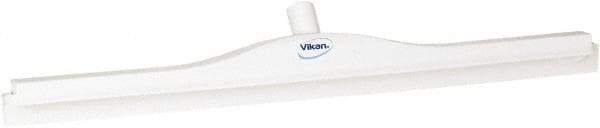 Vikan - 27.6" Polypropylene Blade Floor Squeegee Frame - Threaded End, Double Edge, White, Polypropylene Holder - Eagle Tool & Supply