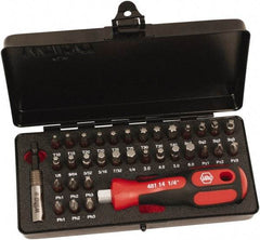 Wiha - Bit Set - 1/8 to 7/32" Hex, #1 to #3, 1/4" Drive, Phillips, Hex, Torx, Square, Pozidriv Point - Eagle Tool & Supply