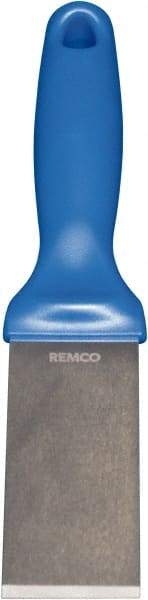 Remco - Stiff Stainless Steel Beveled Scraper - 1-1/2" Blade Width x 3-1/2" Blade Length, 5-13/32" Long Ergonomic Polypropylene Handle - Eagle Tool & Supply