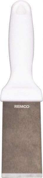 Remco - Stiff Stainless Steel Beveled Scraper - 1-1/2" Blade Width x 3-1/2" Blade Length, 5-13/32" Long Ergonomic Polypropylene Handle - Eagle Tool & Supply