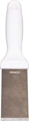 Remco - Stiff Stainless Steel Beveled Scraper - 1-1/2" Blade Width x 3-1/2" Blade Length, 5-13/32" Long Ergonomic Polypropylene Handle - Eagle Tool & Supply