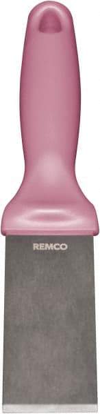 Remco - Stiff Stainless Steel Beveled Scraper - 1-1/2" Blade Width x 3-1/2" Blade Length, 5-13/32" Long Ergonomic Polypropylene Handle - Eagle Tool & Supply