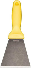Remco - Stiff Stainless Steel Beveled Scraper - 3" Blade Width x 3-1/2" Blade Length, 5-13/32" Long Ergonomic Polypropylene Handle - Eagle Tool & Supply