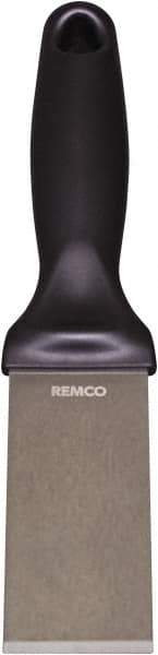 Remco - Stiff Stainless Steel Beveled Scraper - 1-1/2" Blade Width x 3-1/2" Blade Length, 5-13/32" Long Ergonomic Polypropylene Handle - Eagle Tool & Supply