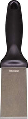 Remco - Stiff Stainless Steel Beveled Scraper - 1-1/2" Blade Width x 3-1/2" Blade Length, 5-13/32" Long Ergonomic Polypropylene Handle - Eagle Tool & Supply