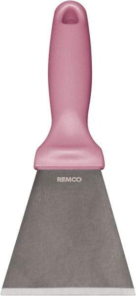 Remco - Stiff Stainless Steel Beveled Scraper - 1-1/2" Blade Width x 3-1/2" Blade Length, 5-13/32" Long Ergonomic Polypropylene Handle - Eagle Tool & Supply