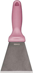 Remco - Stiff Stainless Steel Beveled Scraper - 1-1/2" Blade Width x 3-1/2" Blade Length, 5-13/32" Long Ergonomic Polypropylene Handle - Eagle Tool & Supply
