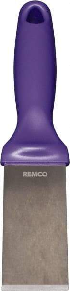 Remco - Stiff Stainless Steel Beveled Scraper - 1-1/2" Blade Width x 3-1/2" Blade Length, 5-13/32" Long Ergonomic Polypropylene Handle - Eagle Tool & Supply