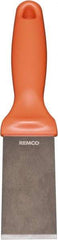 Remco - Stiff Stainless Steel Beveled Scraper - 1-1/2" Blade Width x 3-1/2" Blade Length, 5-13/32" Long Ergonomic Polypropylene Handle - Eagle Tool & Supply