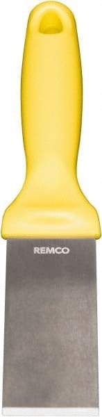 Remco - Stiff Stainless Steel Beveled Scraper - 1-1/2" Blade Width x 3-1/2" Blade Length, 5-13/32" Long Ergonomic Polypropylene Handle - Eagle Tool & Supply