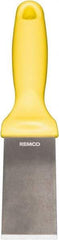 Remco - Stiff Stainless Steel Beveled Scraper - 1-1/2" Blade Width x 3-1/2" Blade Length, 5-13/32" Long Ergonomic Polypropylene Handle - Eagle Tool & Supply