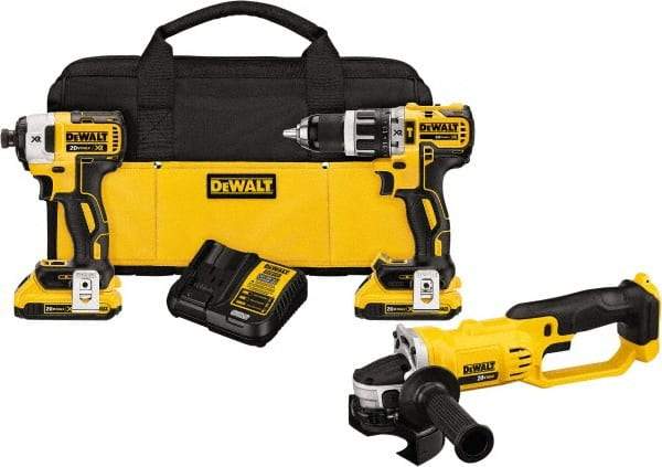 DeWALT - 20 Volt Cordless Tool Combination Kit - Includes Brushless Compact Hammer Drill, Impact Driver, Angle Grinder & Cut-Off Tool, Lithium-Ion Battery Included - Eagle Tool & Supply