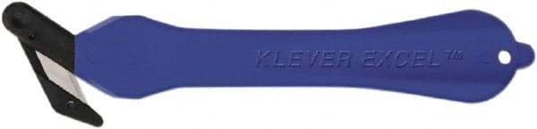 Klever Innovations - Fixed Safety Cutter - 1-1/4" Carbon Steel Blade, Blue Plastic Handle, 1 Blade Included - Eagle Tool & Supply