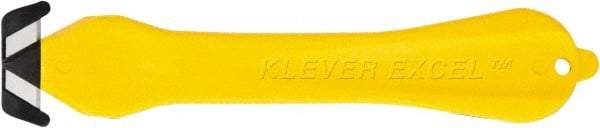 Klever Innovations - Fixed Safety Cutter - 1-1/4" Carbon Steel Blade, Yellow Plastic Handle, 1 Blade Included - Eagle Tool & Supply