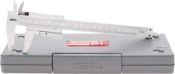 SPI - 0 to 150mm Stainless Steel Vernier Caliper - 0.02mm Graduation, 1.57" Jaw Depth, 0.001" Accuracy, Includes NIST Traceability Certificate - Eagle Tool & Supply