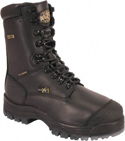 OLIVER - Men's Size 8.5 Wide Width Composite Work Boot - Black, Leather Upper, Rubber Outsole, 14" High, Lace-Up, Waterproof - Eagle Tool & Supply