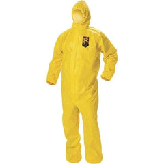 KleenGuard - Size XL PE Film Chemical Resistant Coveralls - Yellow, Zipper Closure, Elastic Cuffs, Elastic Ankles, Taped Seams, ISO Class 1, 2 & 3 - Eagle Tool & Supply