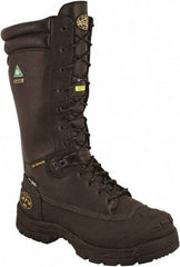 OLIVER - Men's Size 8 Wide Width Steel Work Boot - Black, Leather Upper, Rubber Outsole, 14" High, Lace-Up, Waterproof - Eagle Tool & Supply