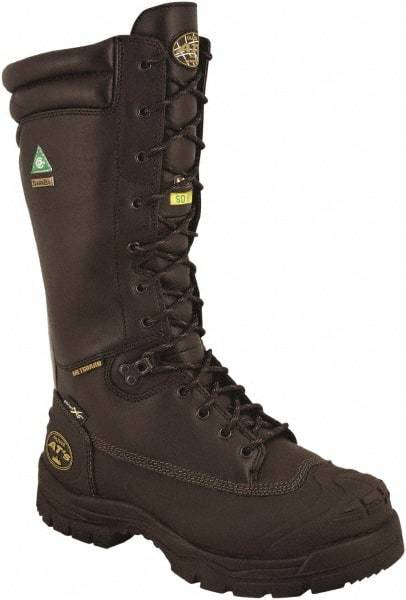 OLIVER - Men's Size 11 Wide Width Steel Work Boot - Black, Leather Upper, Rubber Outsole, 14" High, Lace-Up, Waterproof - Eagle Tool & Supply