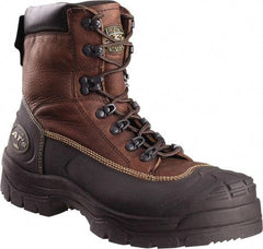 OLIVER - Men's Size 7.5 Wide Width Steel Work Boot - Brown, Leather Upper, Rubber Outsole, 6" High, Lace-Up - Eagle Tool & Supply