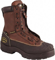 OLIVER - Men's Size 6 Wide Width Steel Work Boot - Brown, Leather Upper, Rubber Outsole, 8" High, Lace-Up - Eagle Tool & Supply