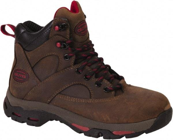 OLIVER - Women's Medium Width Steel Work Boot - Brown, Leather Upper, Rubber Outsole, 6" High, Lace-Up, Waterproof - Eagle Tool & Supply