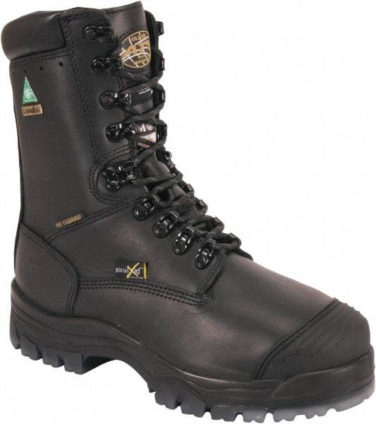 OLIVER - Men's Size 9.5 Wide Width Composite Work Boot - Black, Leather Upper, Rubber Outsole, 8" High, Lace-Up, Waterproof - Eagle Tool & Supply