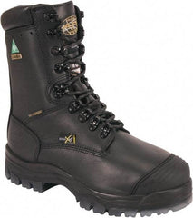 OLIVER - Men's Size 7.5 Wide Width Composite Work Boot - Black, Leather Upper, Rubber Outsole, 8" High, Lace-Up, Waterproof - Eagle Tool & Supply